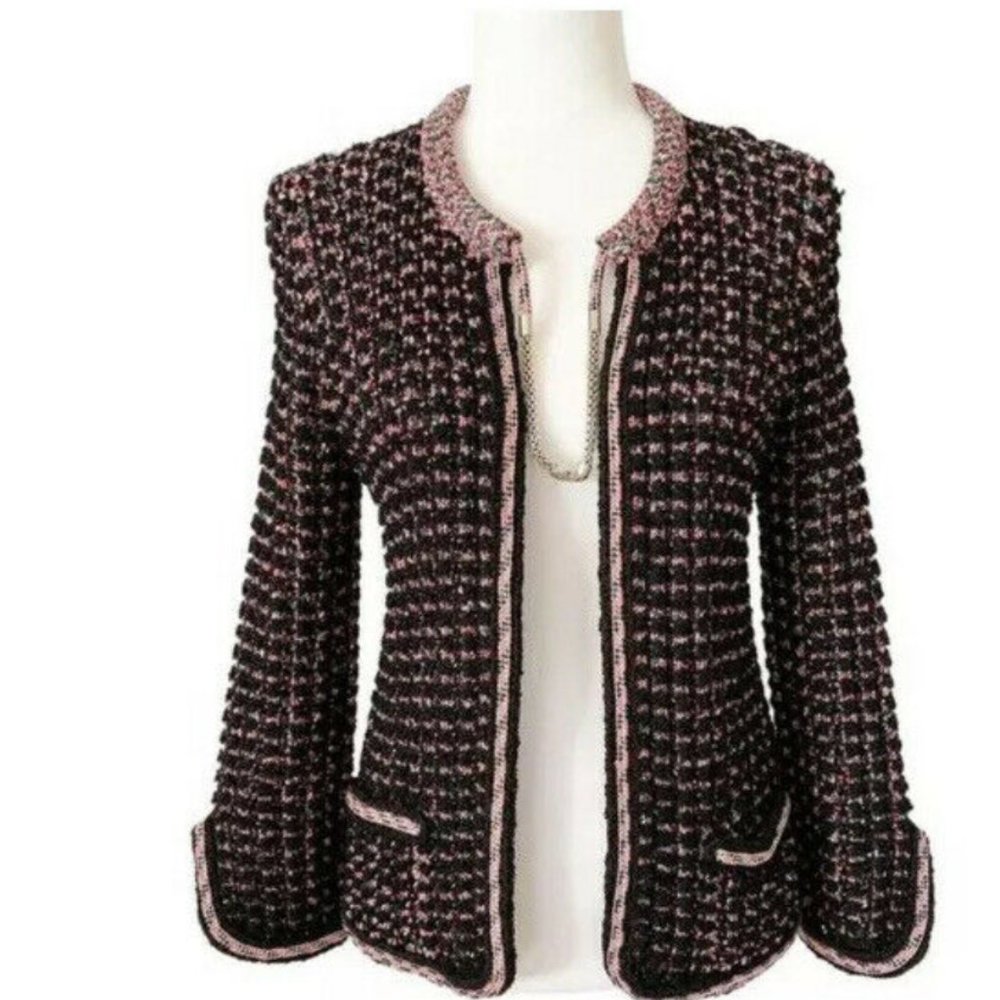 CHANEL Tweed Multi- Color Crochet Knit Jacket